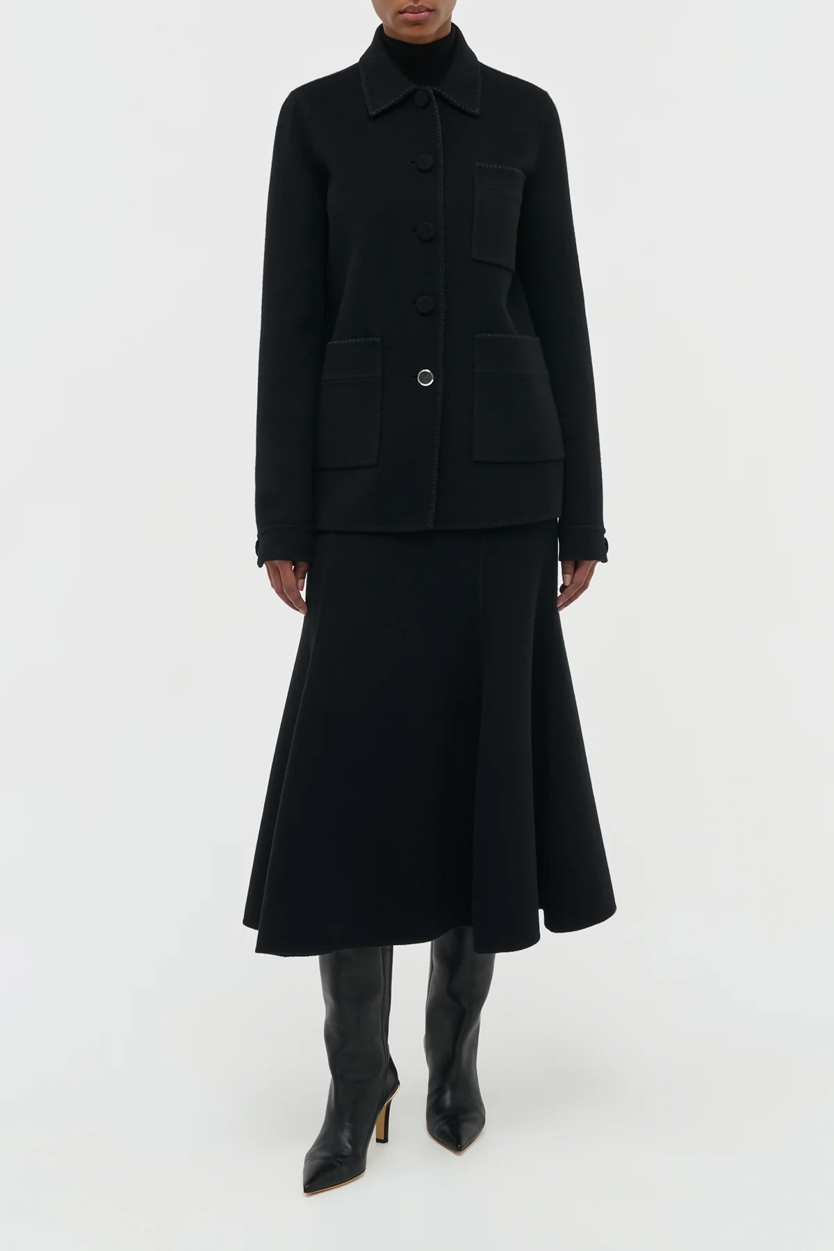 Ulu Chore Jacket in Black Double-face Recycled Cashmere