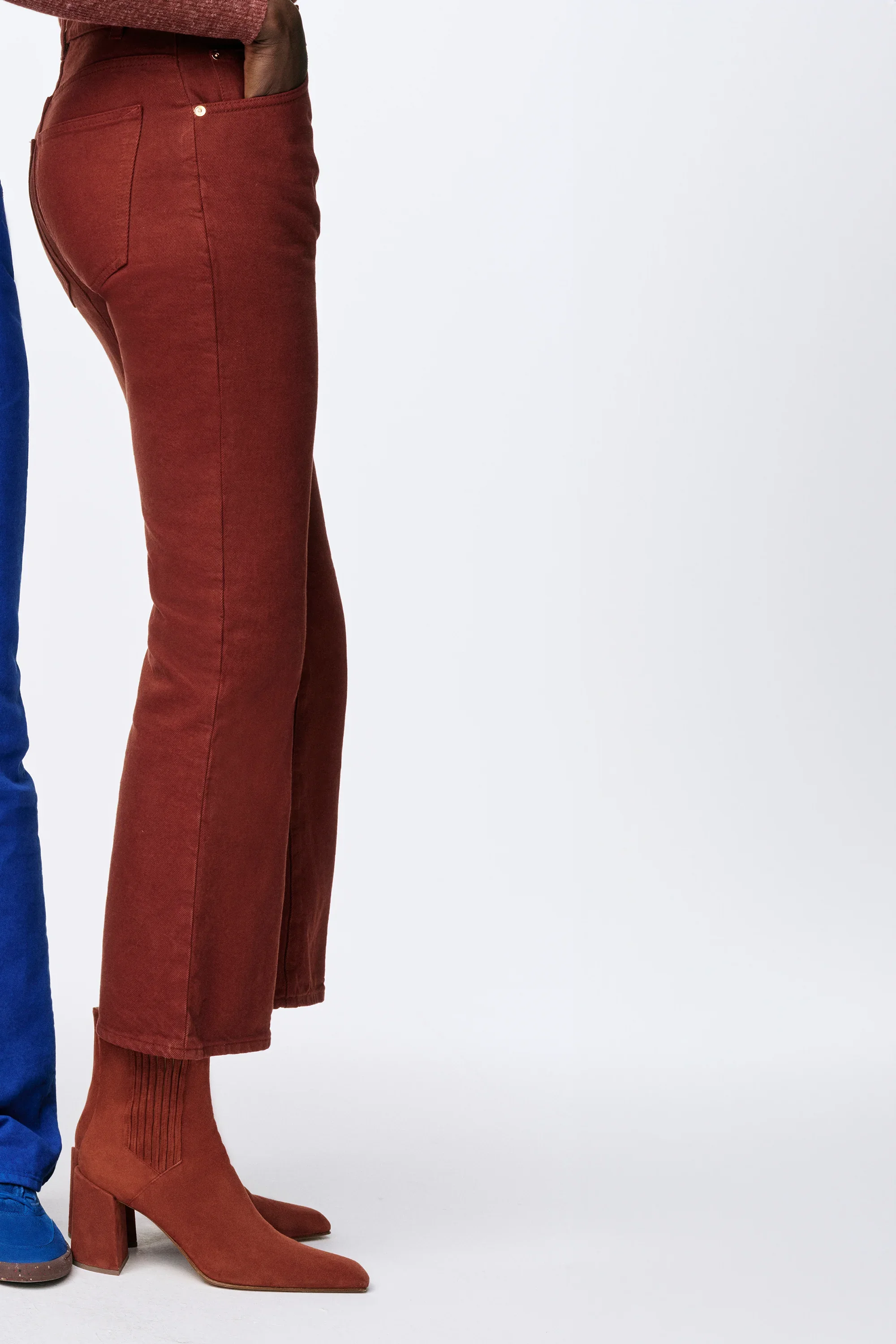 Ezra Bootcut Cropped Jean in Burnt Sienna Recycled Cotton Denim