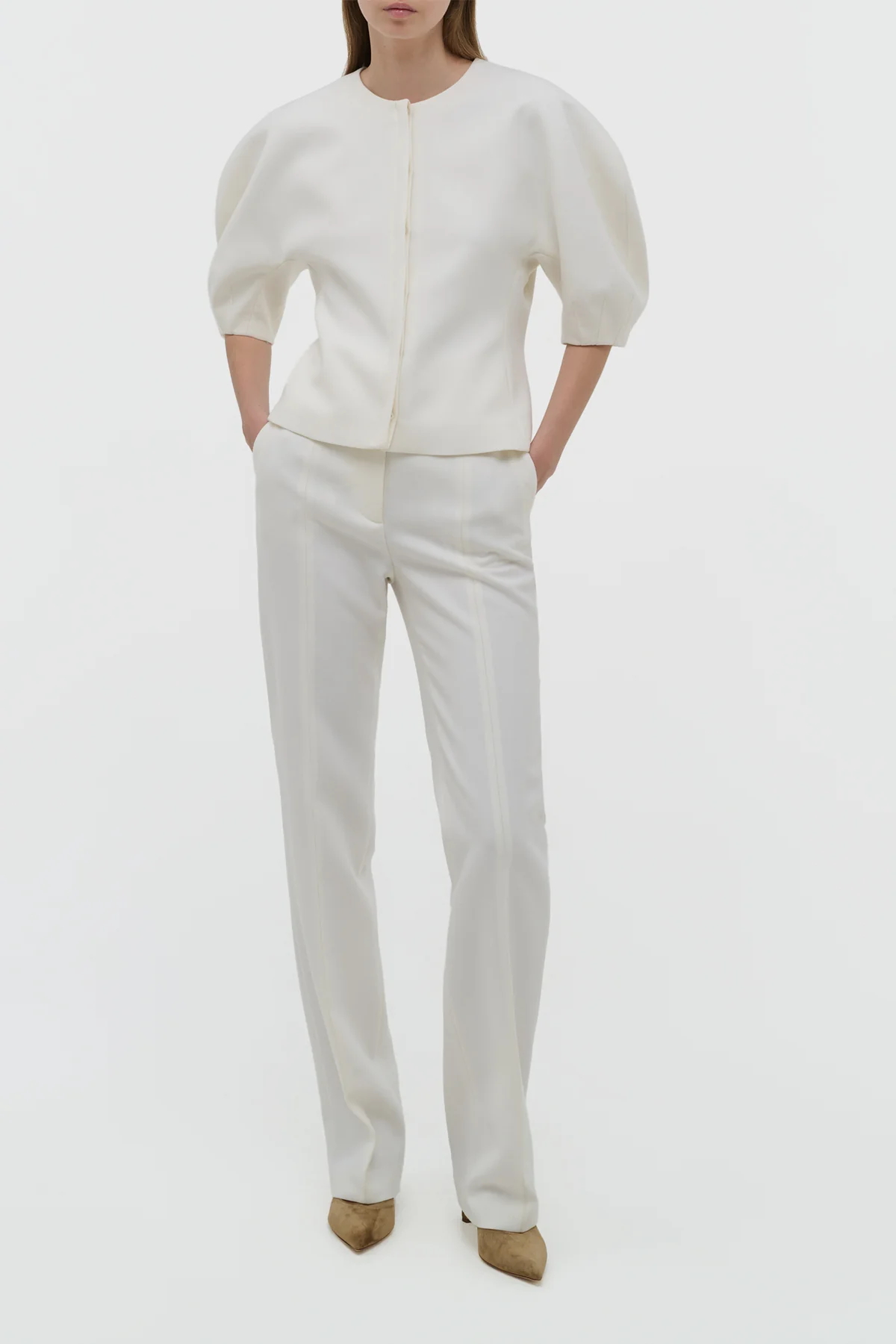 Waverly Top in Ivory Recycled Wool