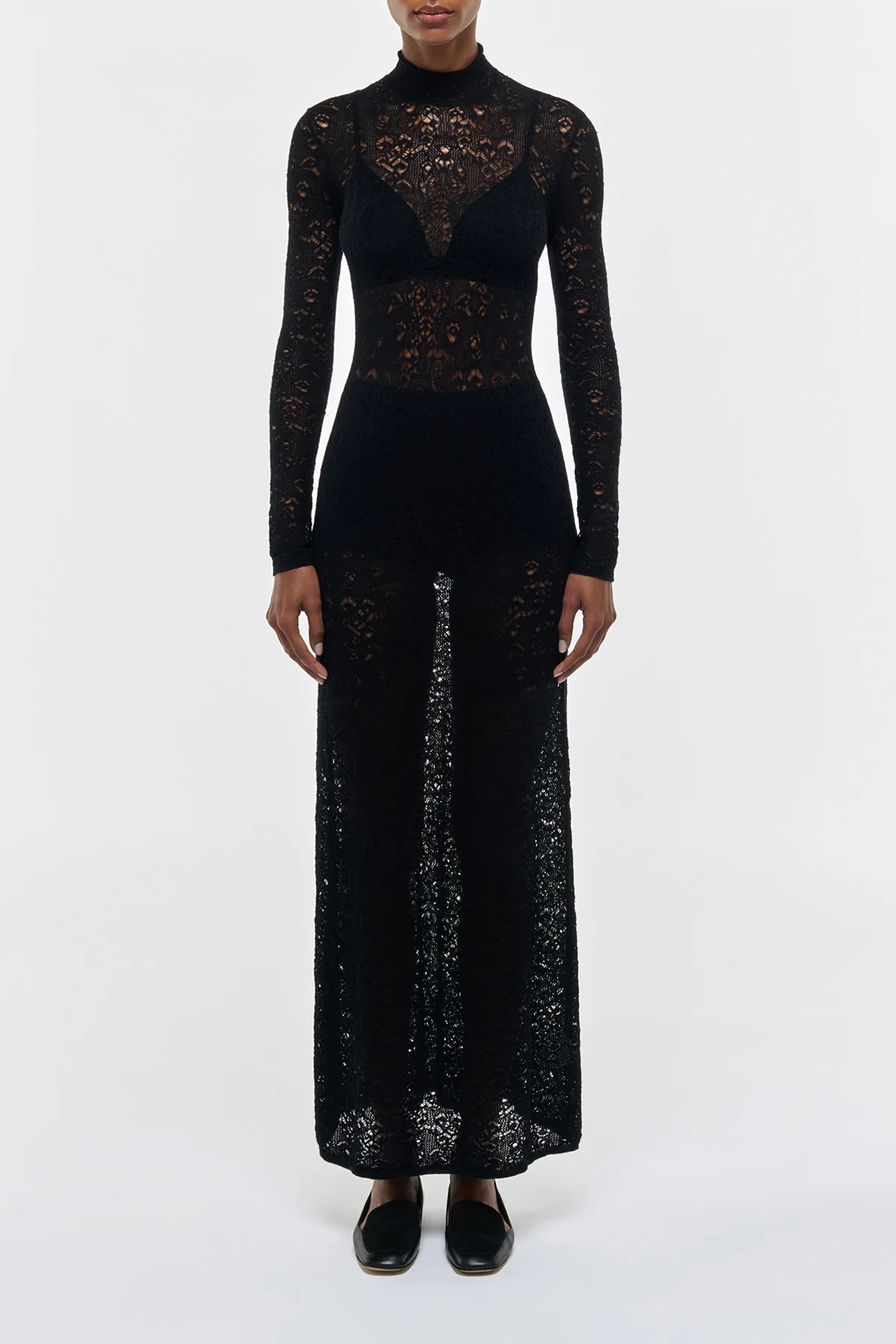 Anya Knit Maxi Dress in Black Merino Wool Cashmere