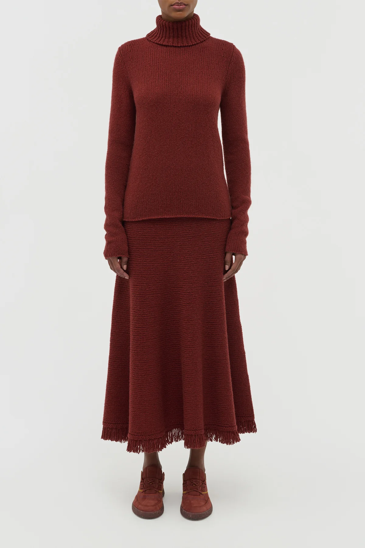 Nelle Knit Turtleneck in Burnt Sienna Cashmere