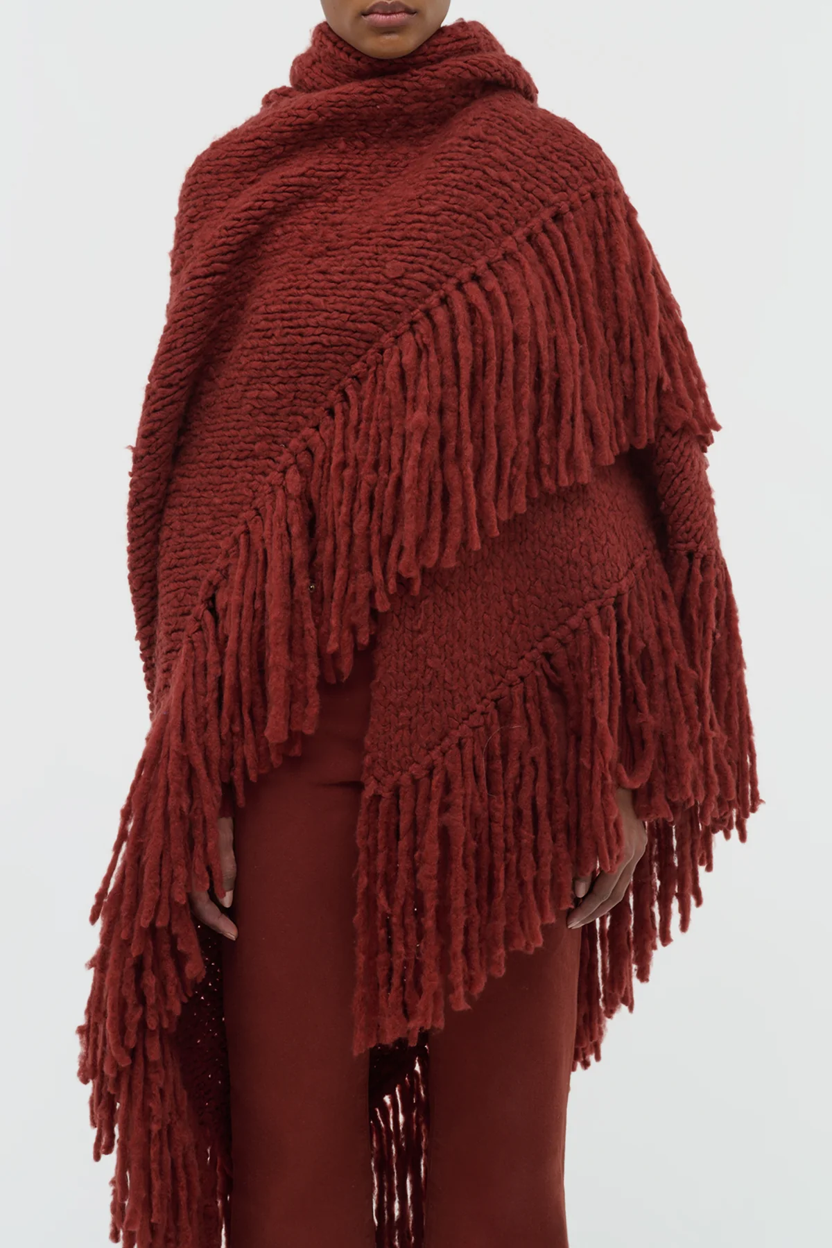 Lauren Knit Wrap in Burnt Sienna Welfat Cashmere