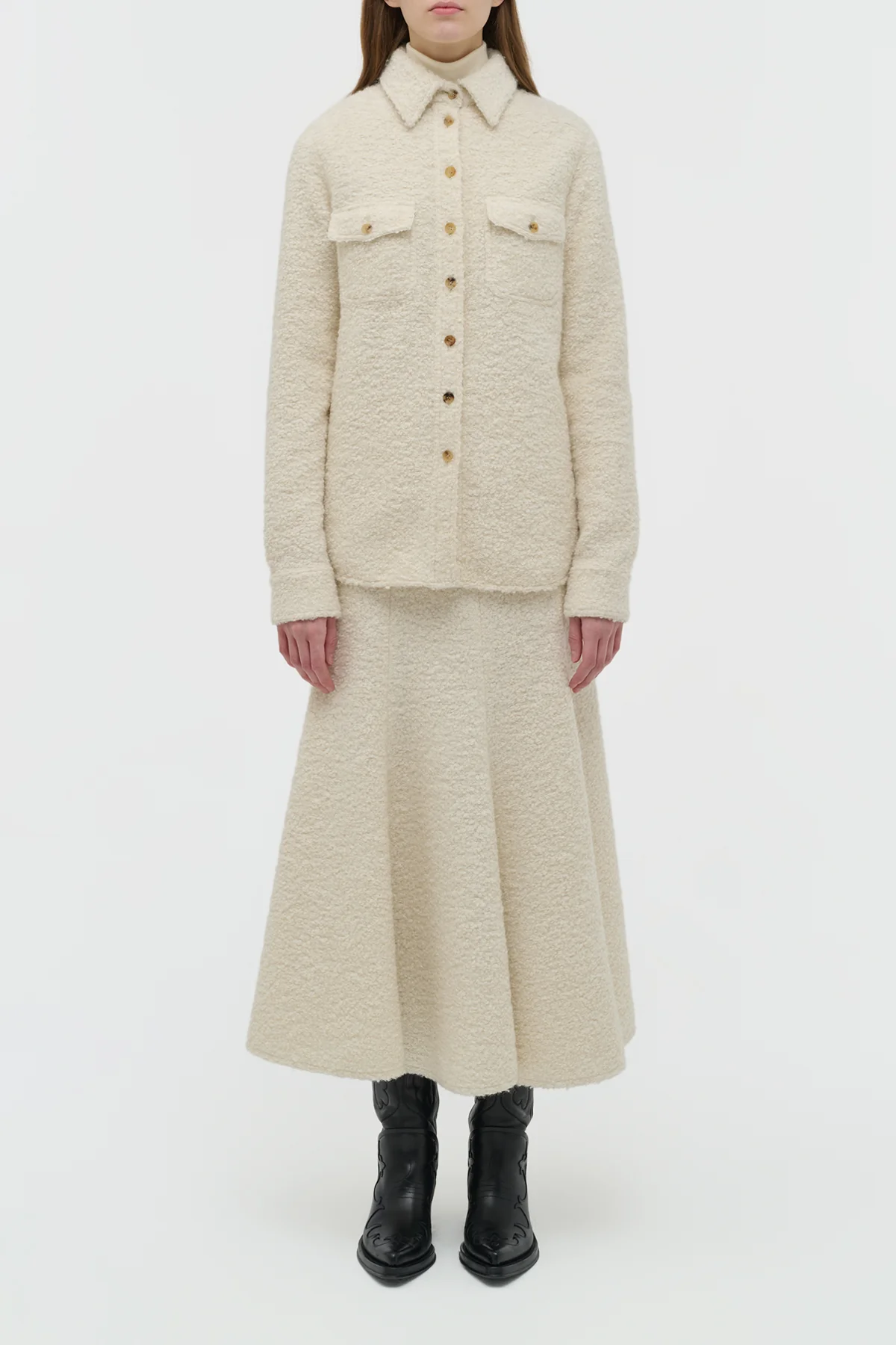 John Austin Shirt in Ivory Recycled Cashmere Boucle