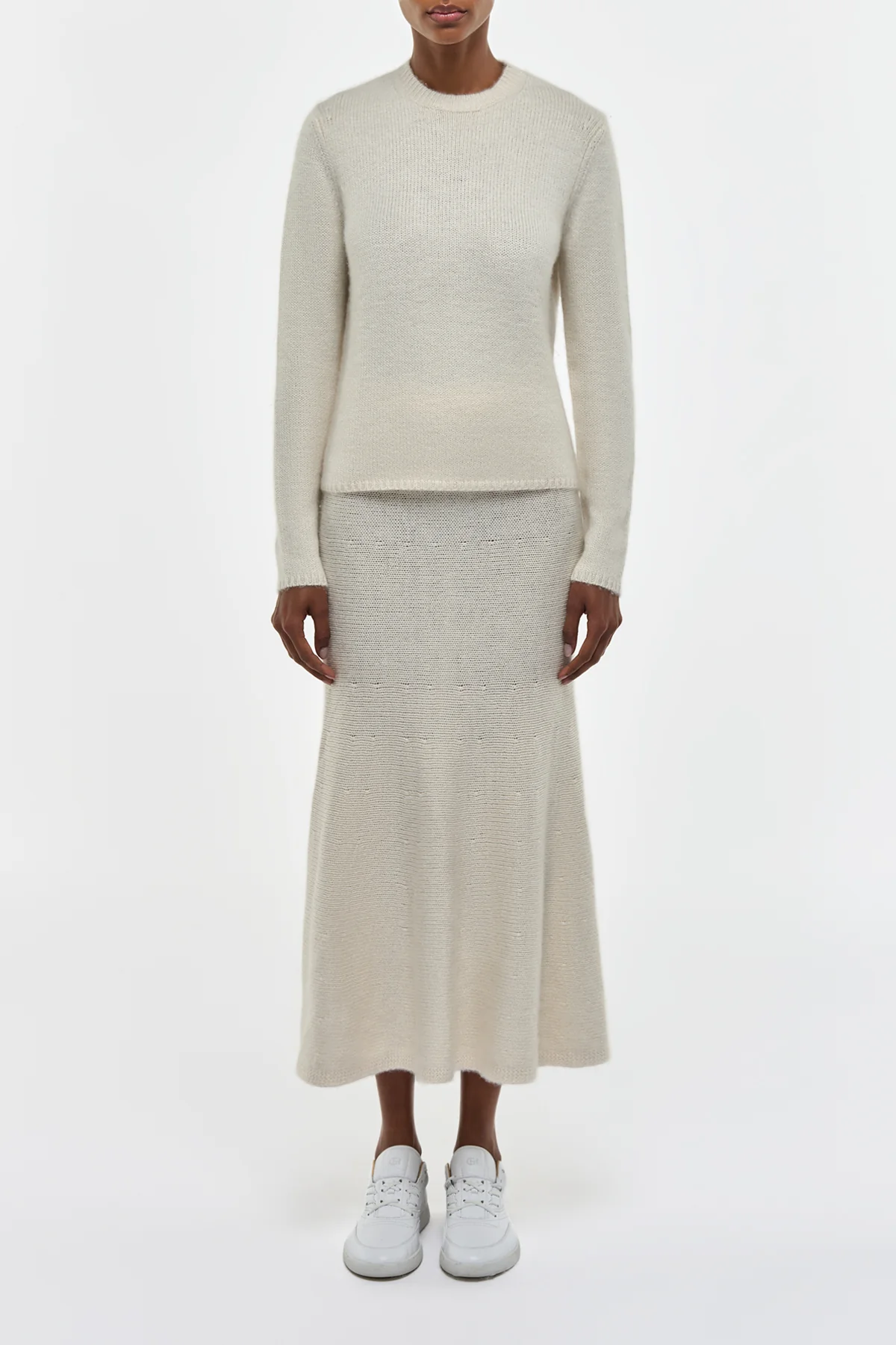 Manni Knit Maxi Skirt in Ivory Cashmere