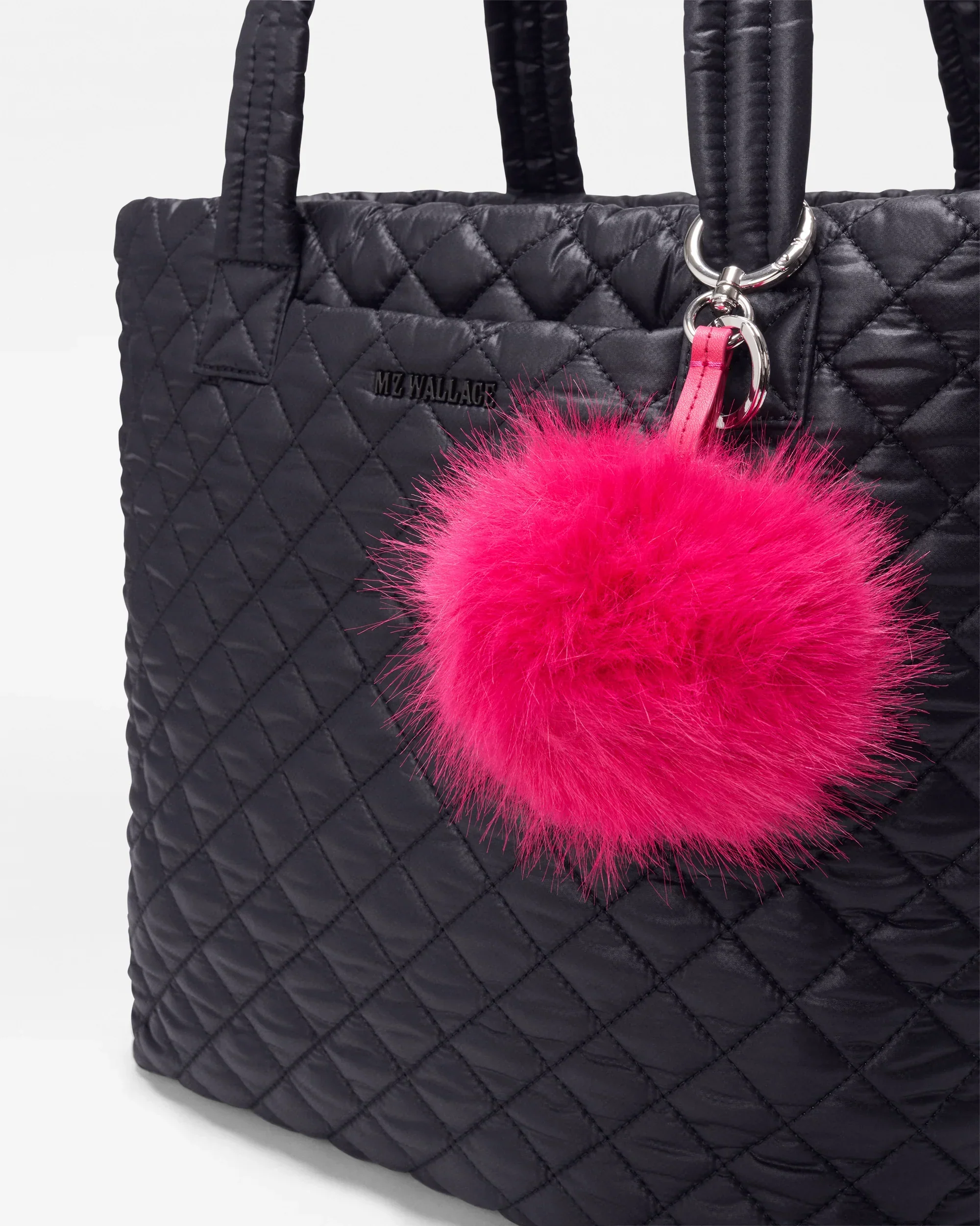 Fuchsia Pom Pom Key Charm