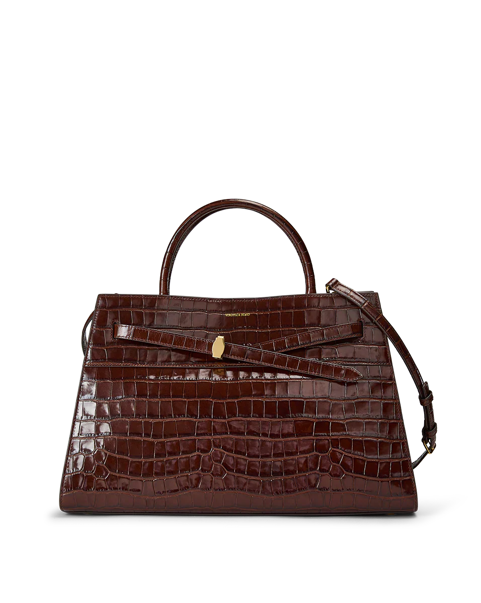 Large Veronica Beard Croc-Embossed Dash Bag