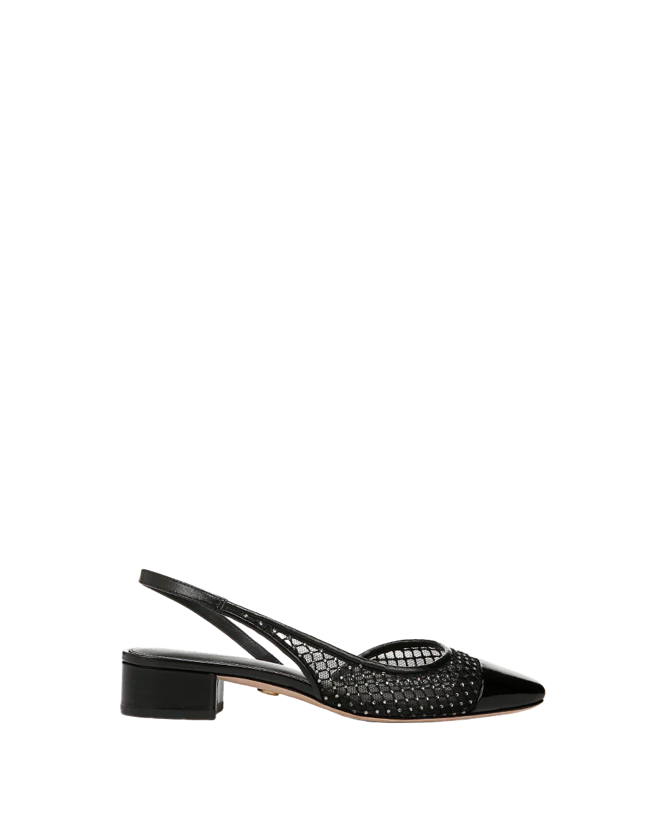 Cecile Rhinestone Mesh Cap-Toe Slingback