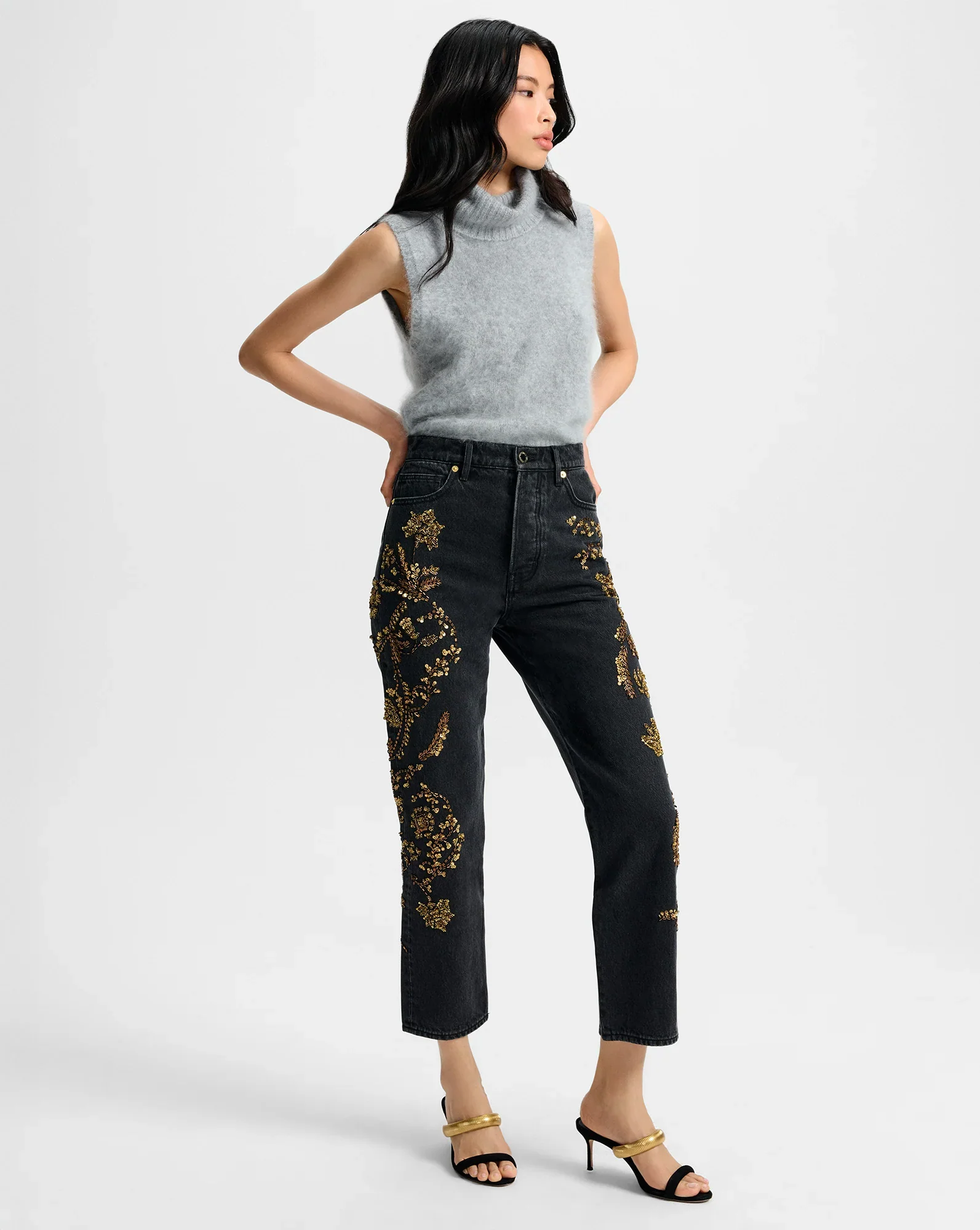Daniela Embellished Straight-Leg Jean