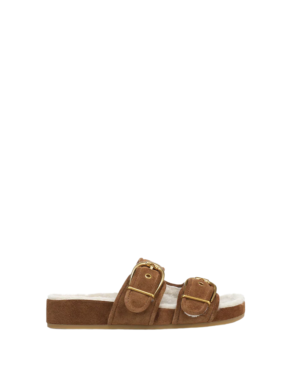 Prue Shearling Buckle Sandal