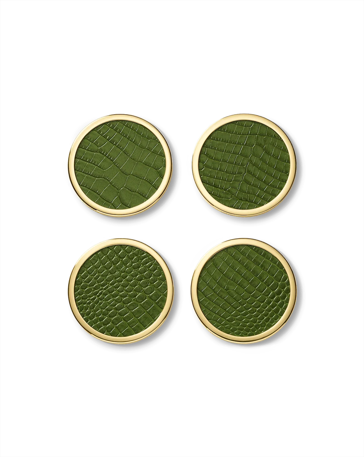Croc-Embossed Leather Coaster Set