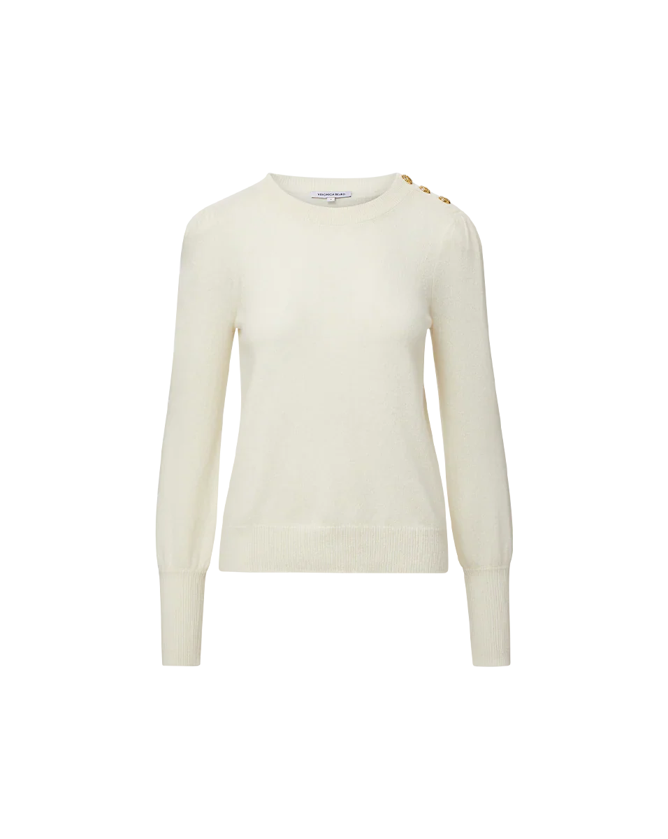 Nelia Cashmere Pullover | Button Accent