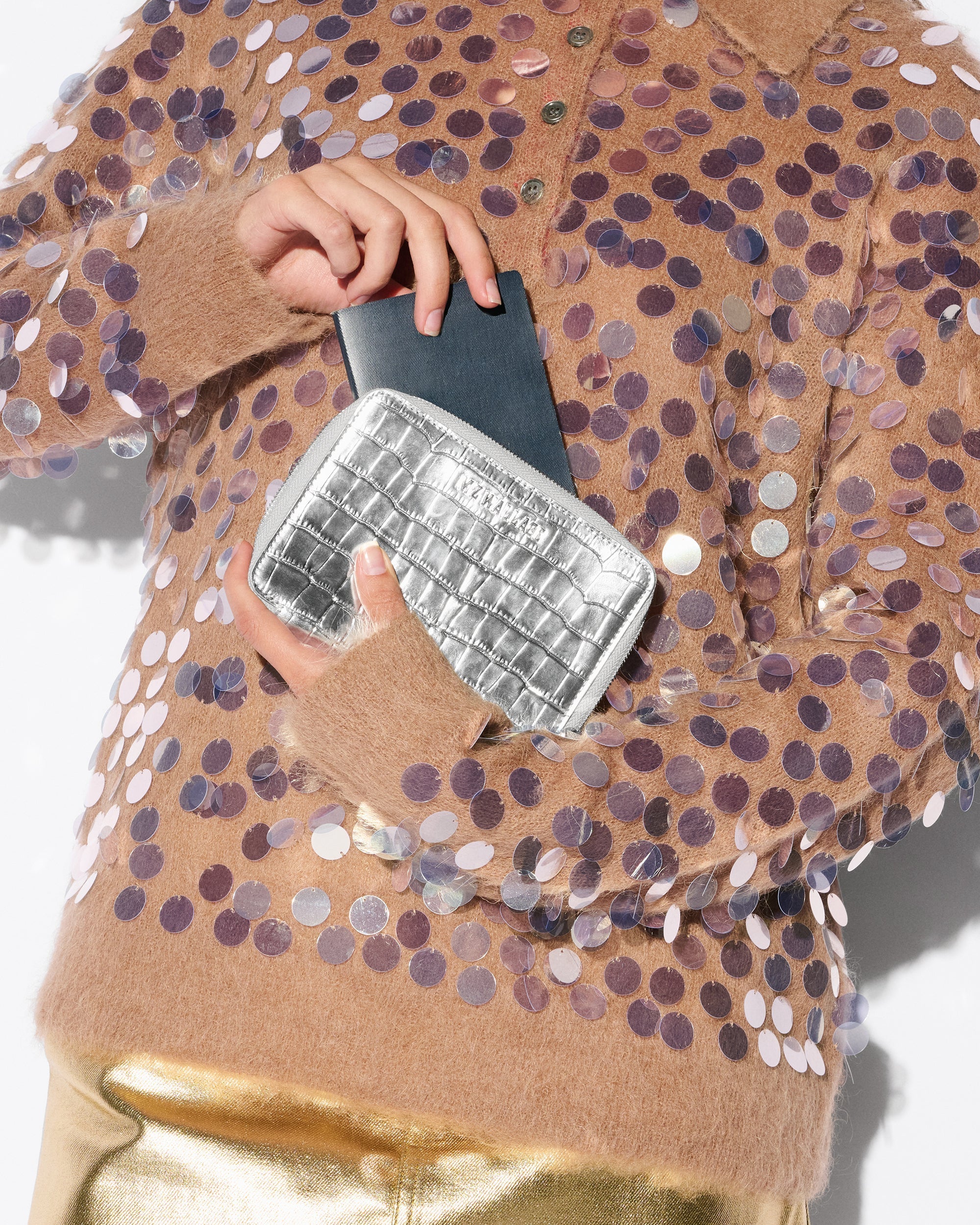 Silver Croc Effect Passport Organizer