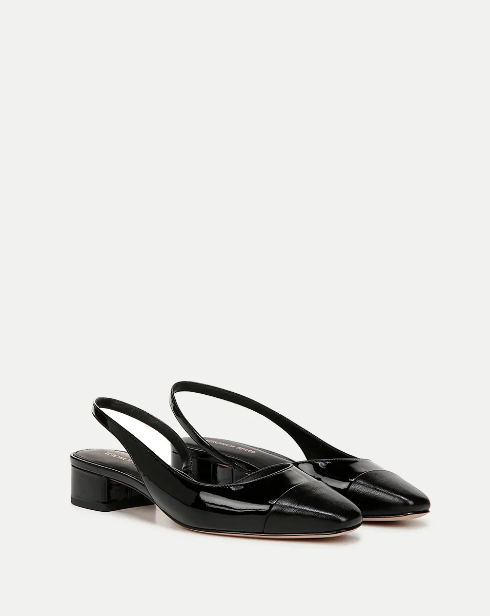 Cecile Leather Cap-Toe Slingback