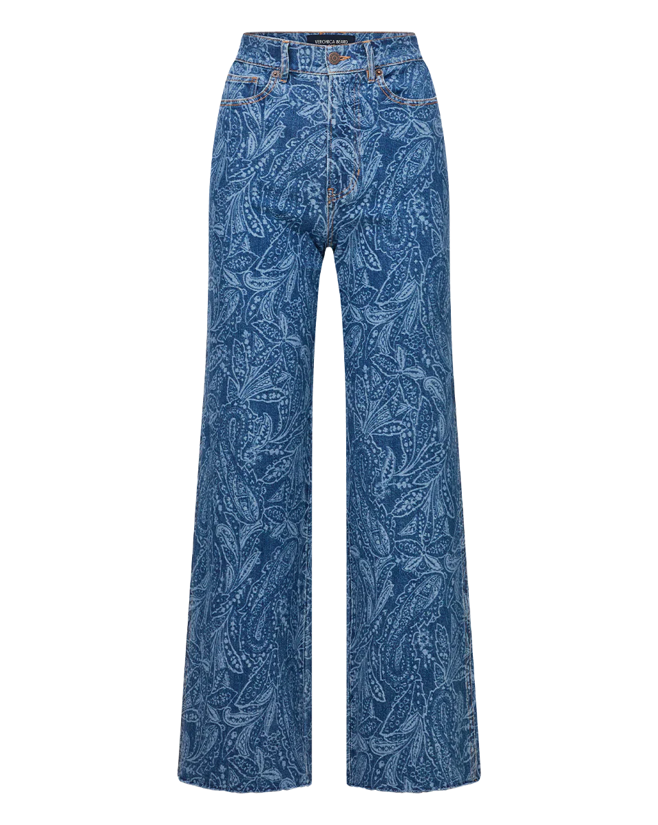Taylor Paisley Printed Wide-Leg Jean
