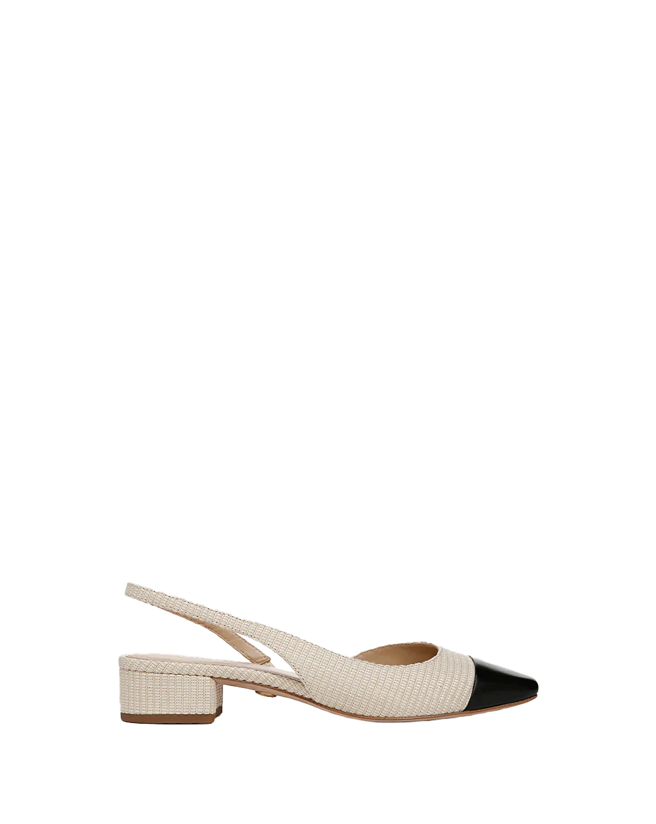 Cecile Raffia Cap-Toe Slingback