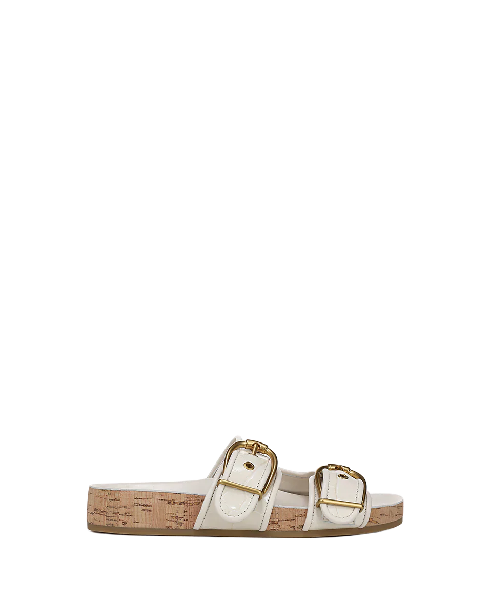 Prue Croc-Embossed Buckle Sandal