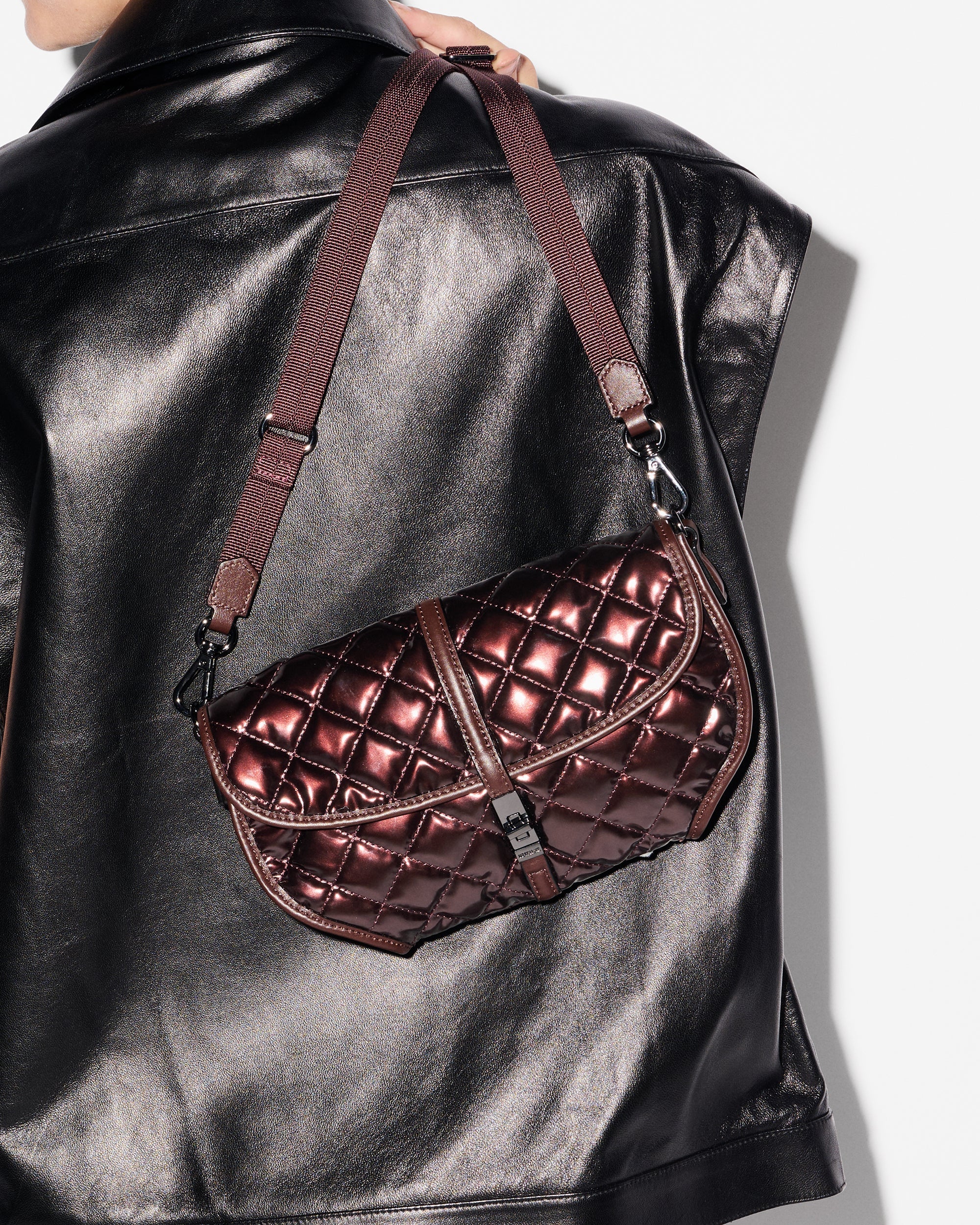 Bordeaux Lacquer Small Astor Convertible Clutch