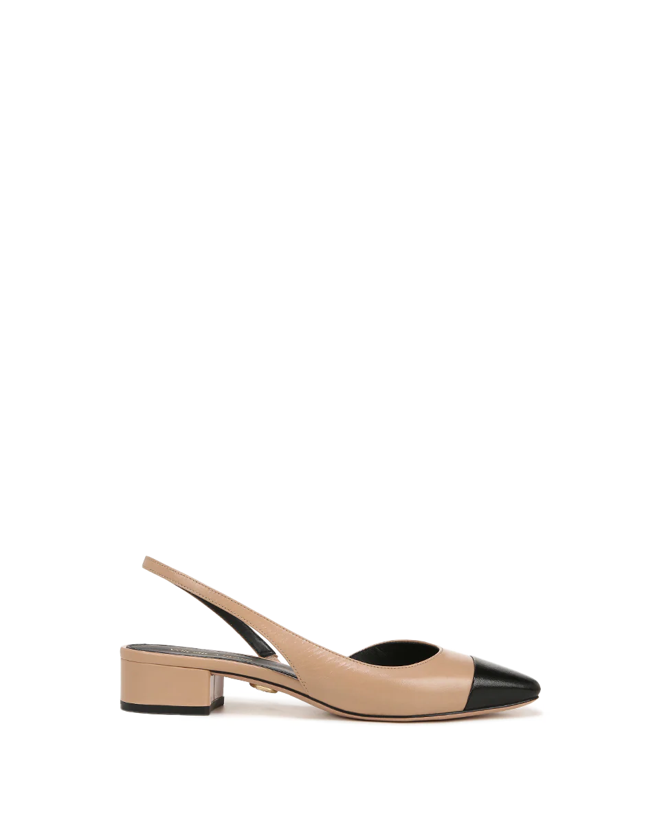 Cecile Leather Cap-Toe Slingback