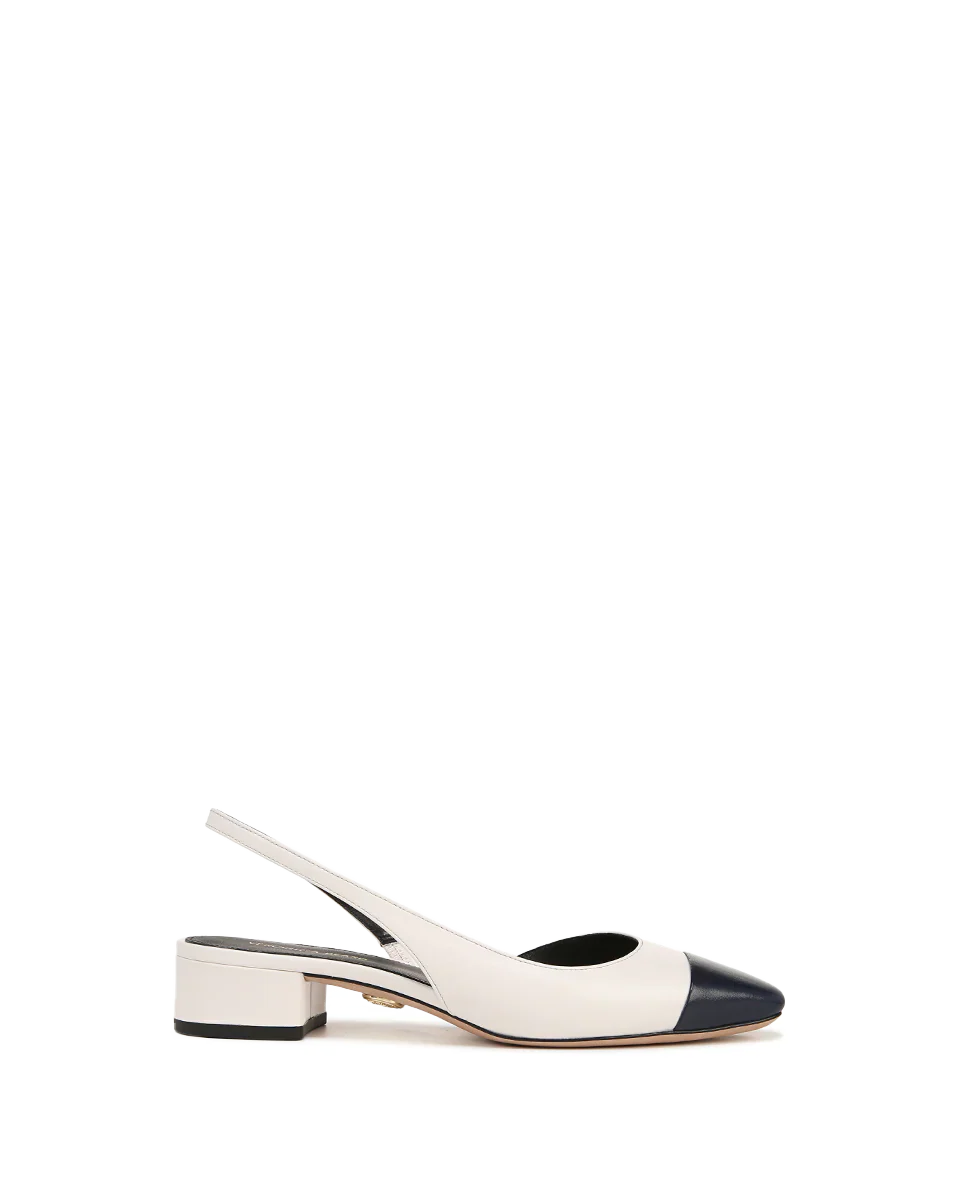 Cecile Leather Cap-Toe Slingback