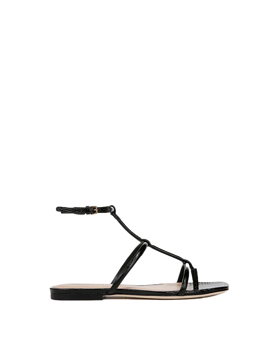 Marbella Lizard-Embossed Sandal