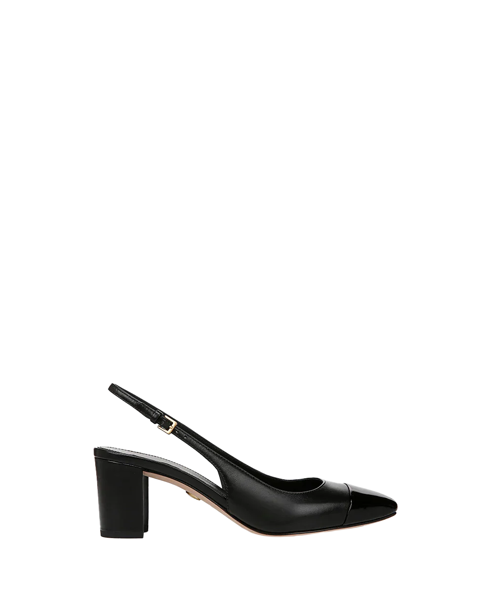Cecile Leather Cap-Toe Slingback Pump