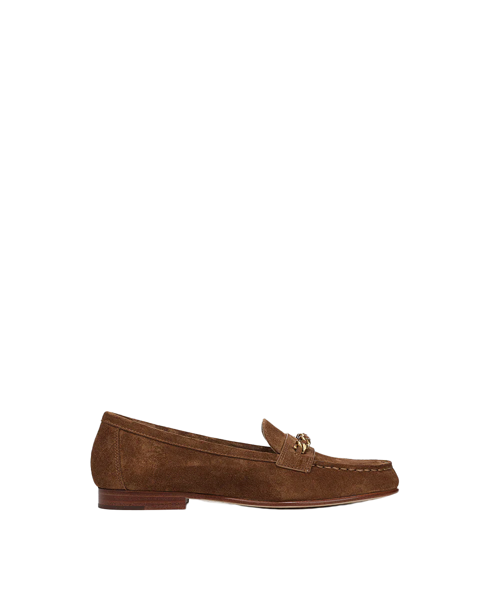 Penny Suede Chain-Link Loafer