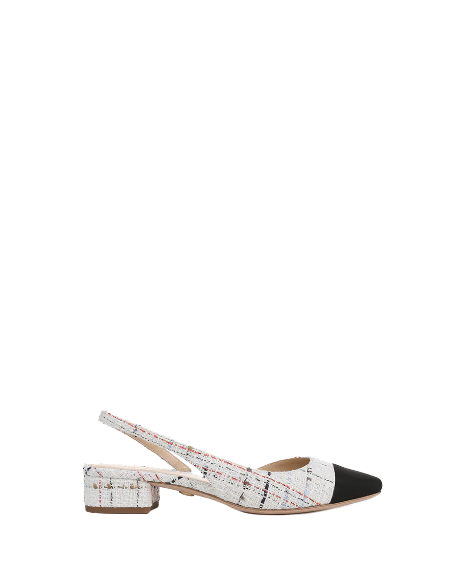 Cecile Tweed Cap-Toe Slingback