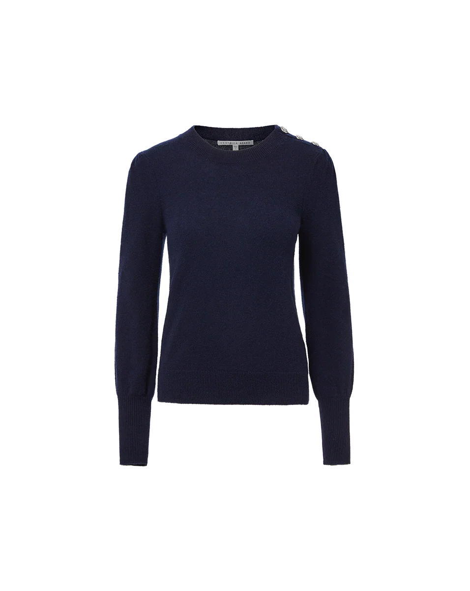 Nelia Cashmere Pullover | Button Accent