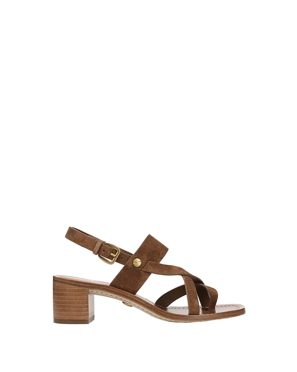 Elodie Suede Block-Heel Sandal
