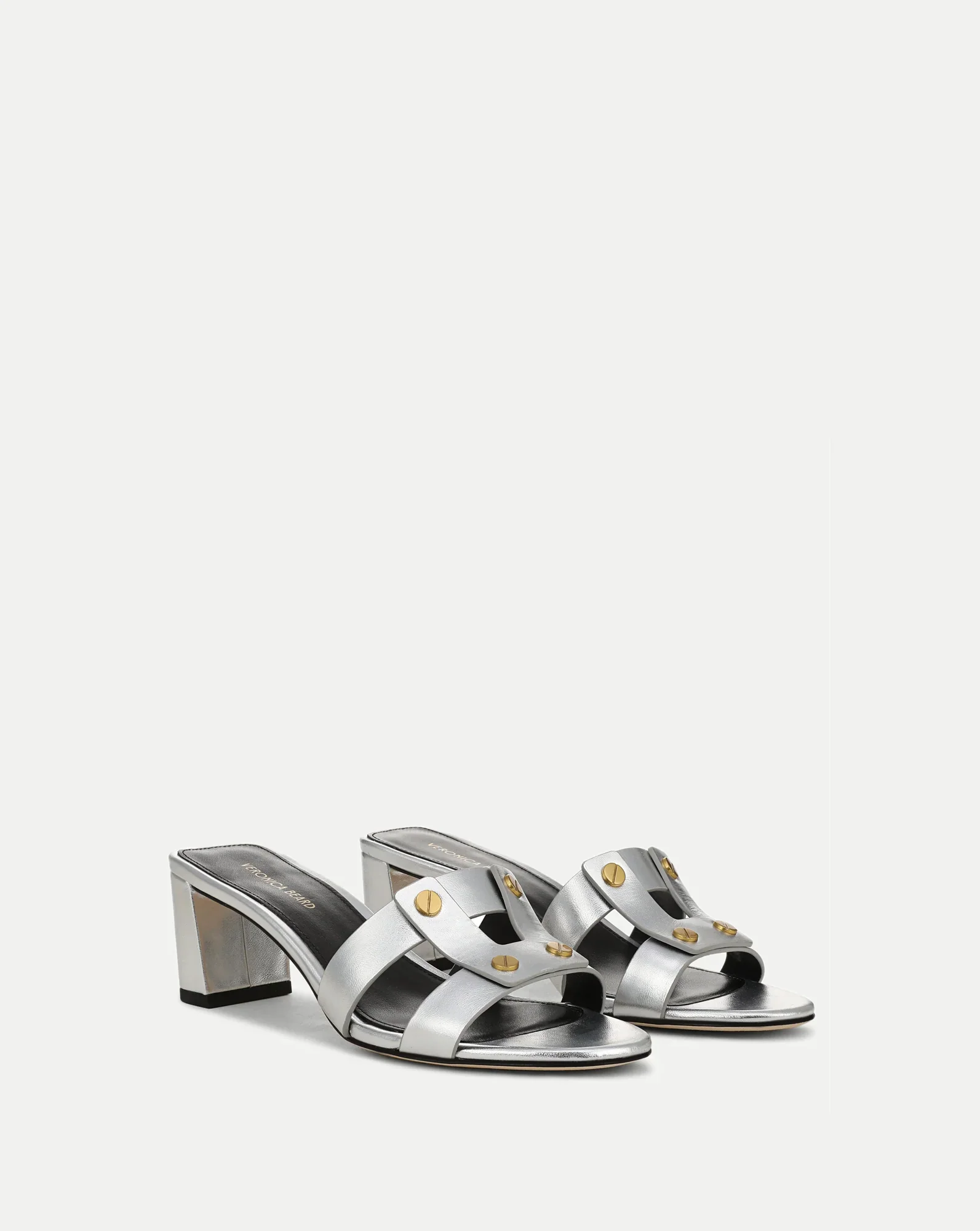 Via Silver Mid-Heel Sandal