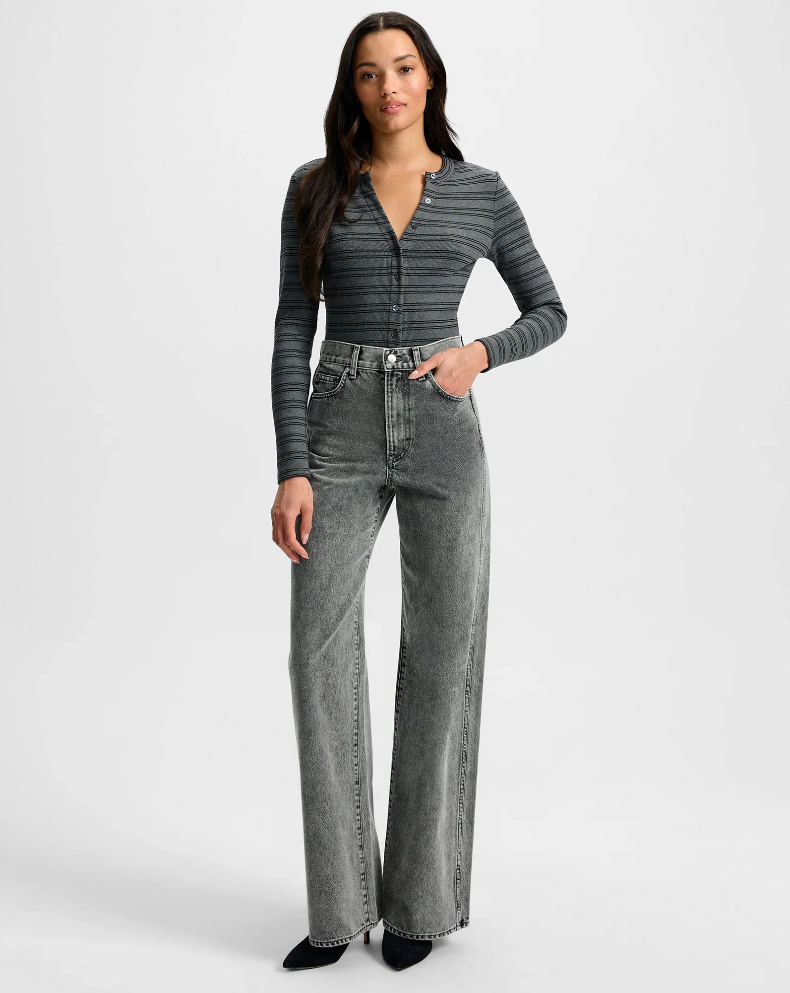 Dilia Striped Button-Down T-Shirt