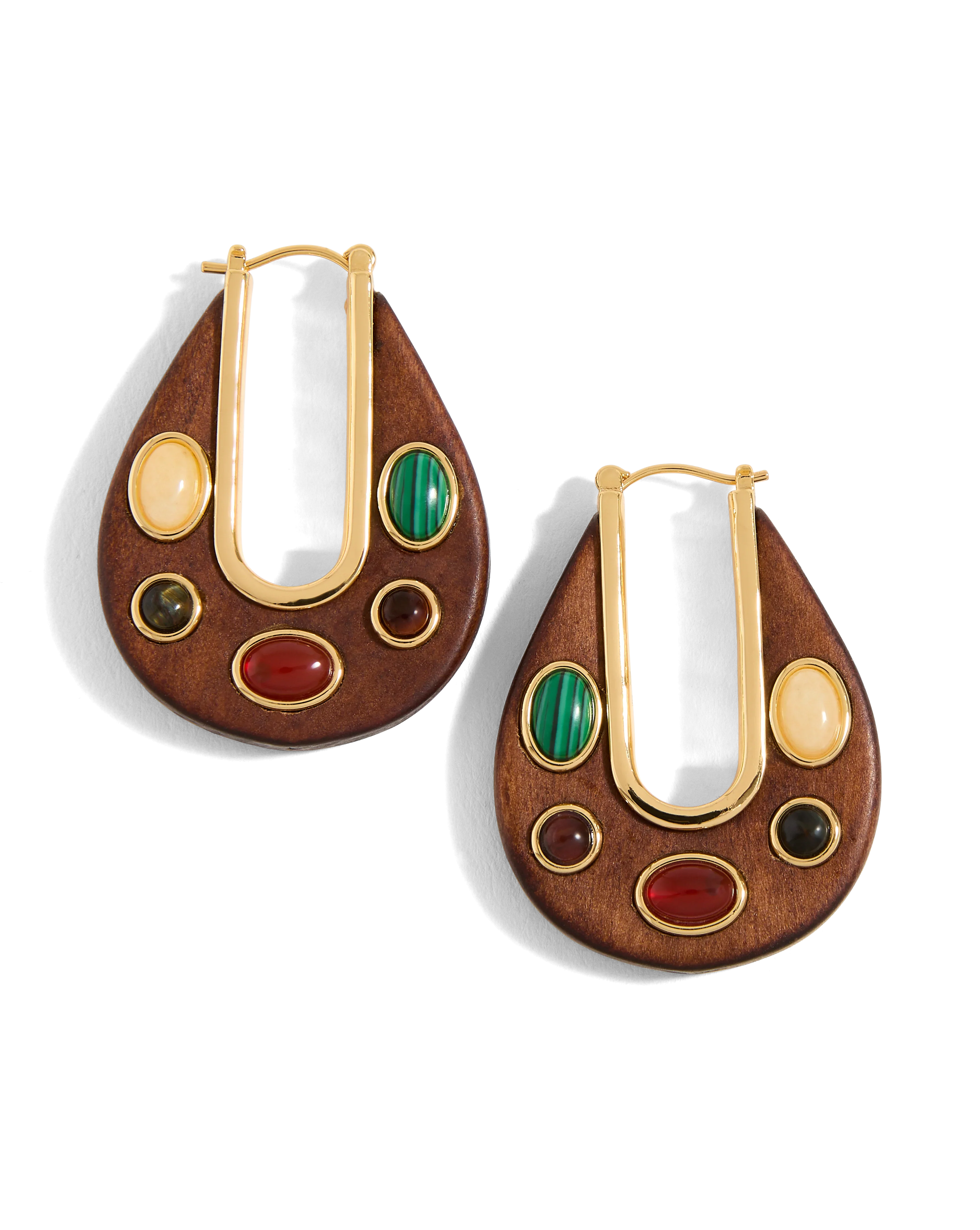 Wood Embellished Drop Hoop