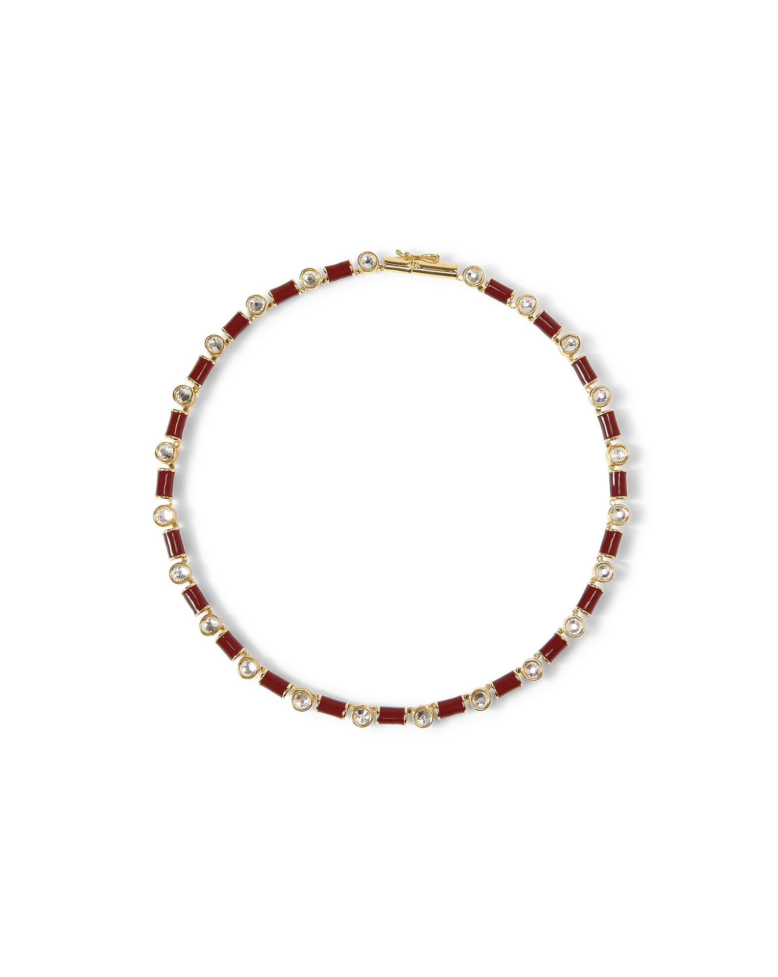 Burgundy Enamel and Crystal Barrel Necklace