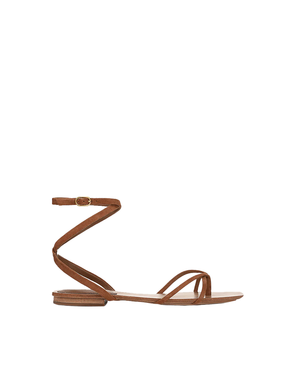 Allegra Suede Ankle-Wrap Sandal