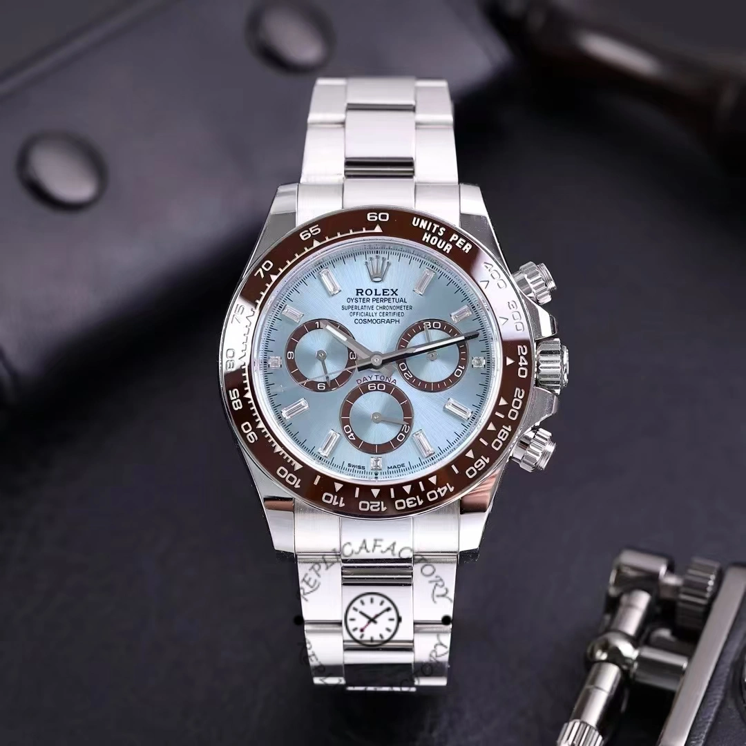 Rolex Platinum Cosmograph Daytona Ice Blue Ice Blue Diamond Baguette Mark 126506 0002
