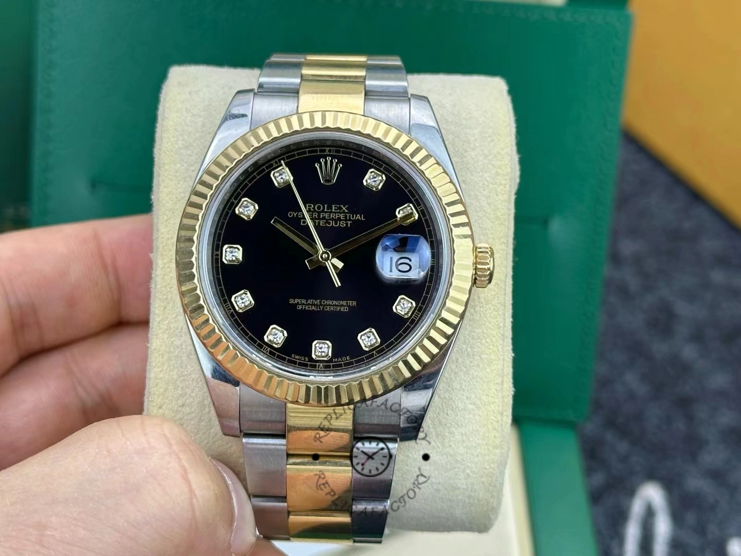 Rolex Datejust 41, black dial with diamonds M126333 0005