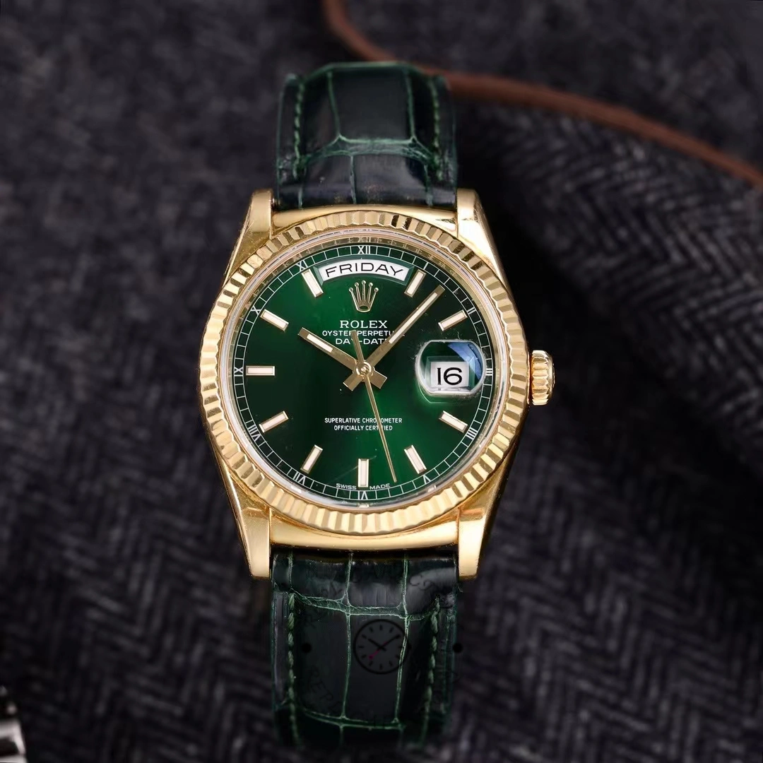 Rolex Day Date 36, green dial, 18K solid yellow gold 118138 0003