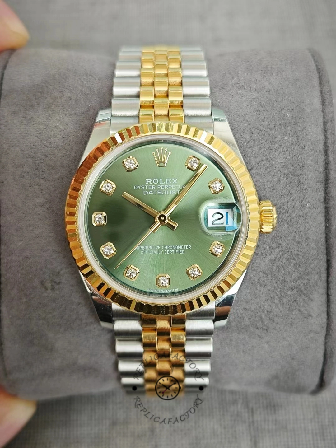 Rolex Datejust 31 278273 green dial, two tones, Jubilee, after 2 years of use