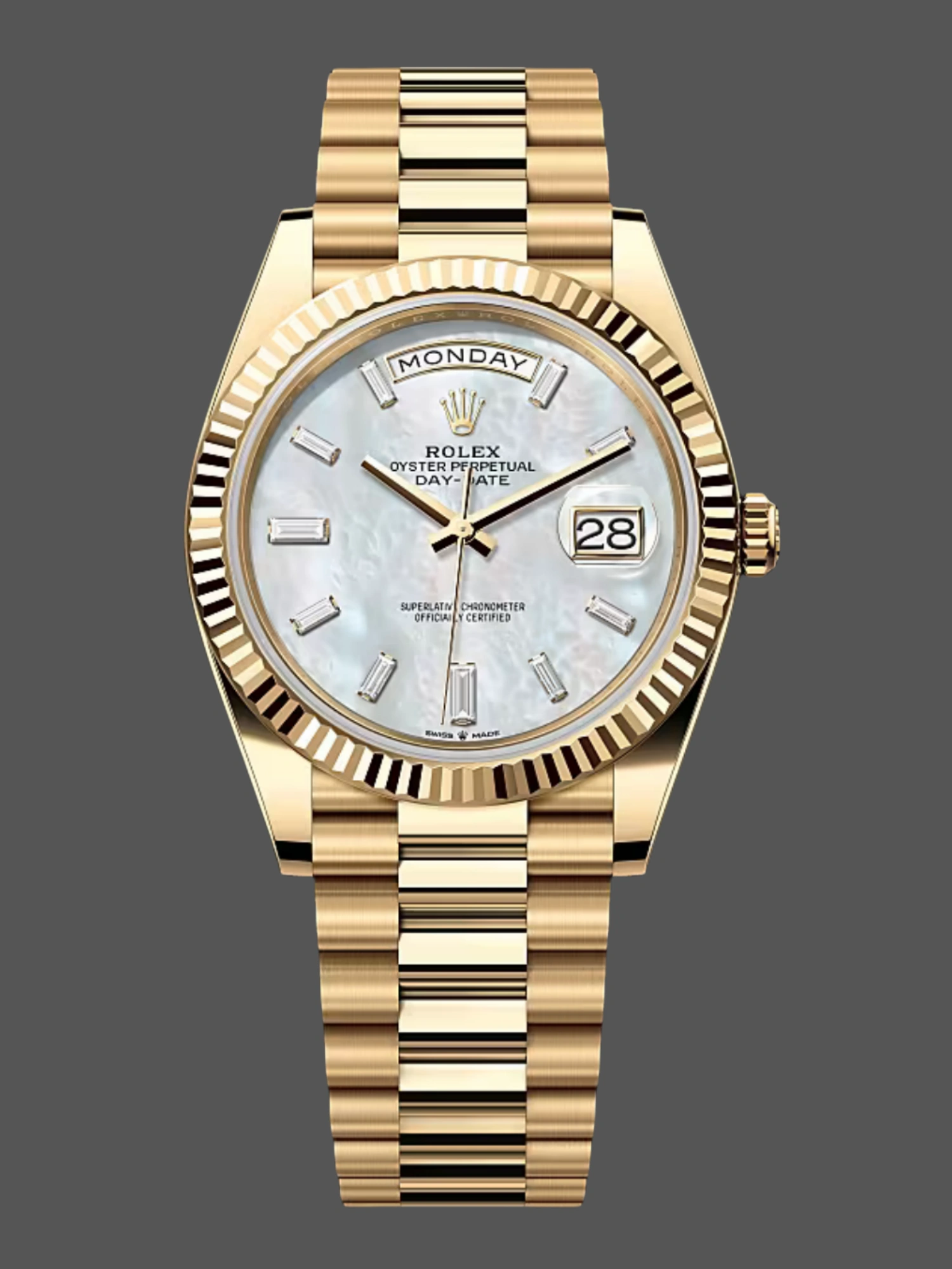 Rolex Day Date Oyster 40 mm Yellow Gold President Mother of Pearl Diamond Dial M228238 0071