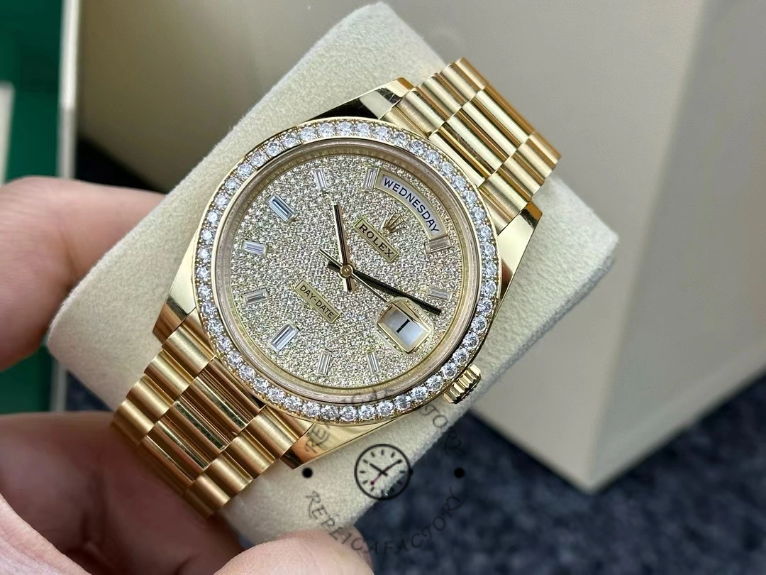 Rolex Day-Date 40 18K Yellow Gold, Paved Dial with diamonds, diamond m228348rbr 0037