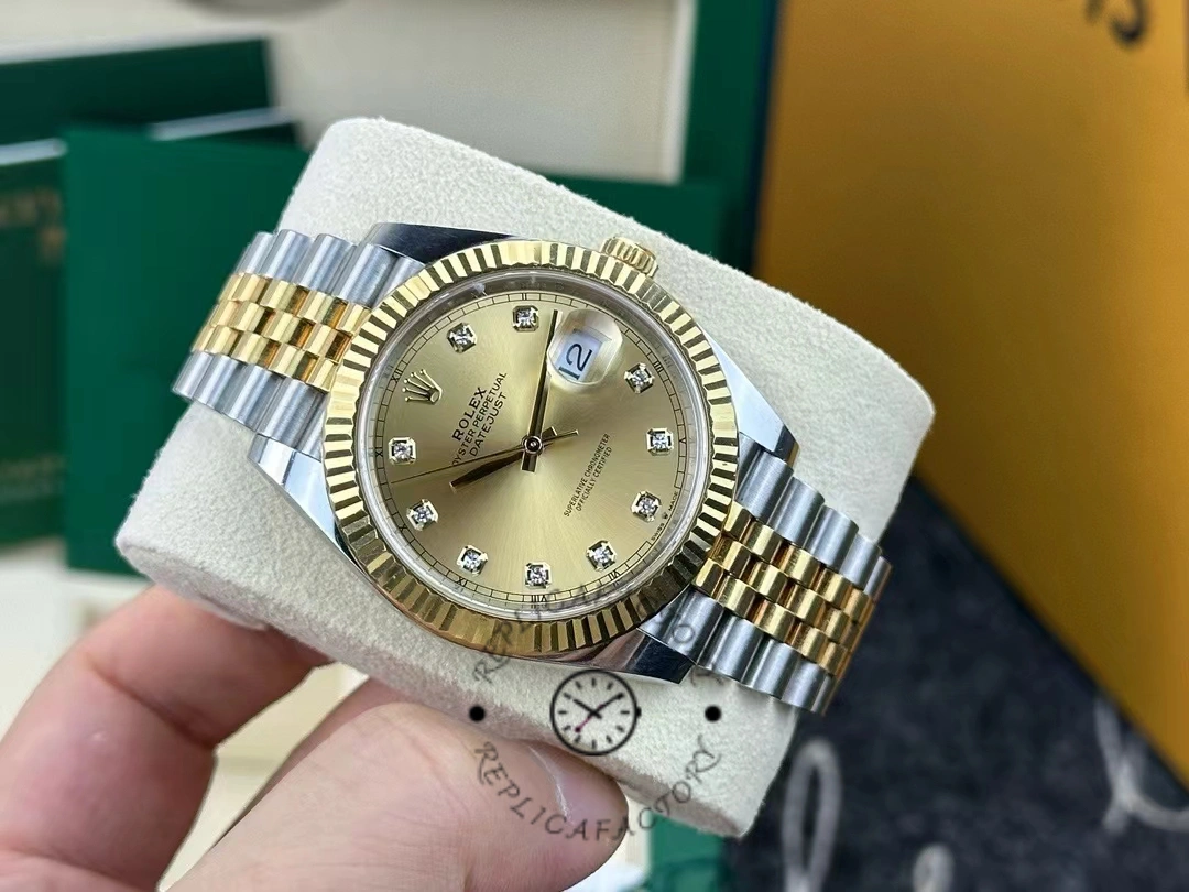 Rolex Datejust 2022, champagne diamond dial, two tones, M126333-0012