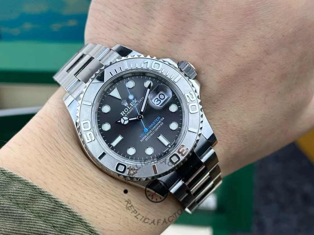 Rolex Yacht-Master 126622, dark rhodium dial, platinum bezel, wrist strap