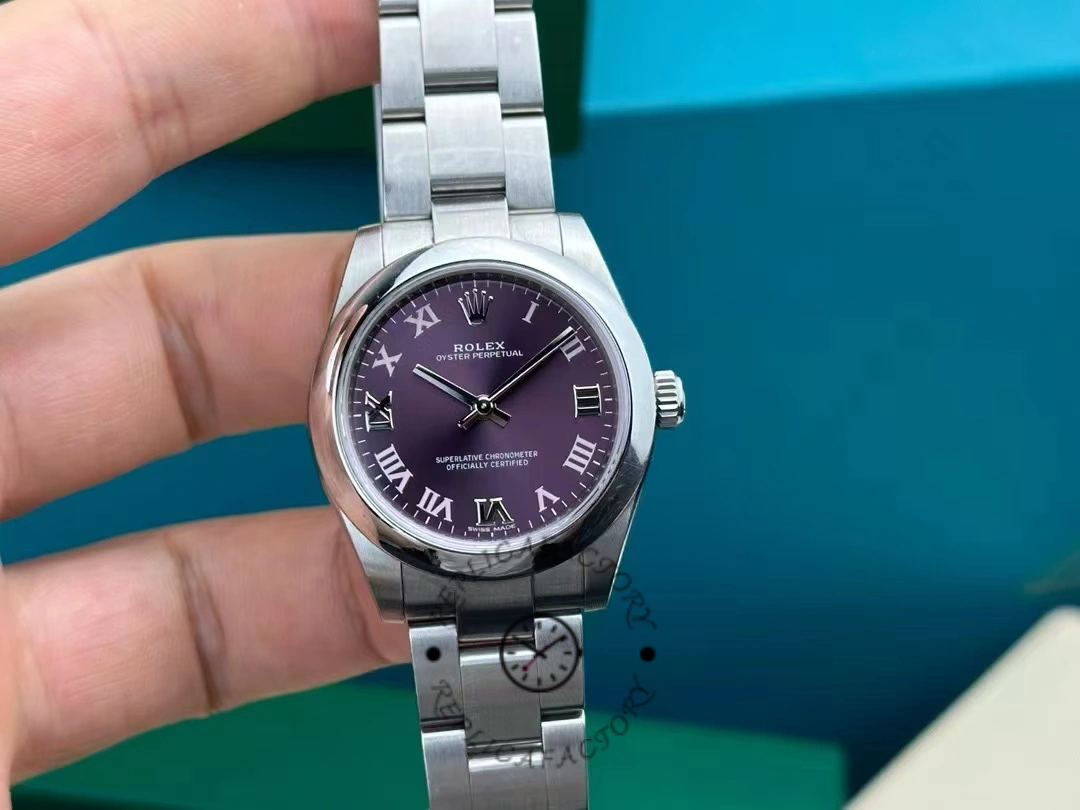 Rolex Oyster Perpetual 177200 Grape Red Dial 31mm Lady Replica Watch